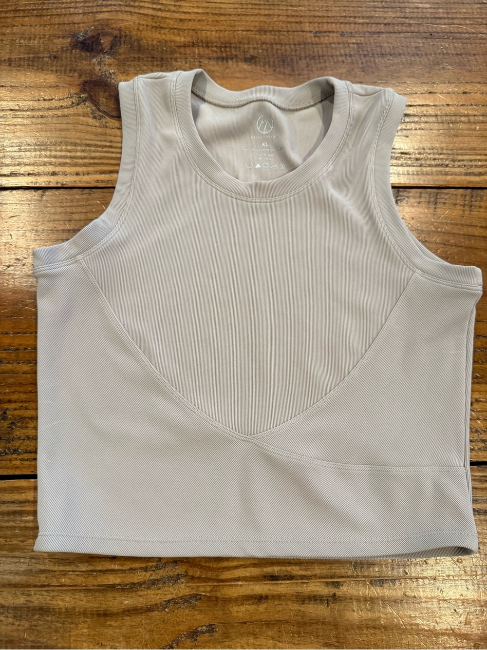 MoveTheory Ribbed Sculpt Cropped Tank Top XL Taupe Beige Athletic Sleeveless